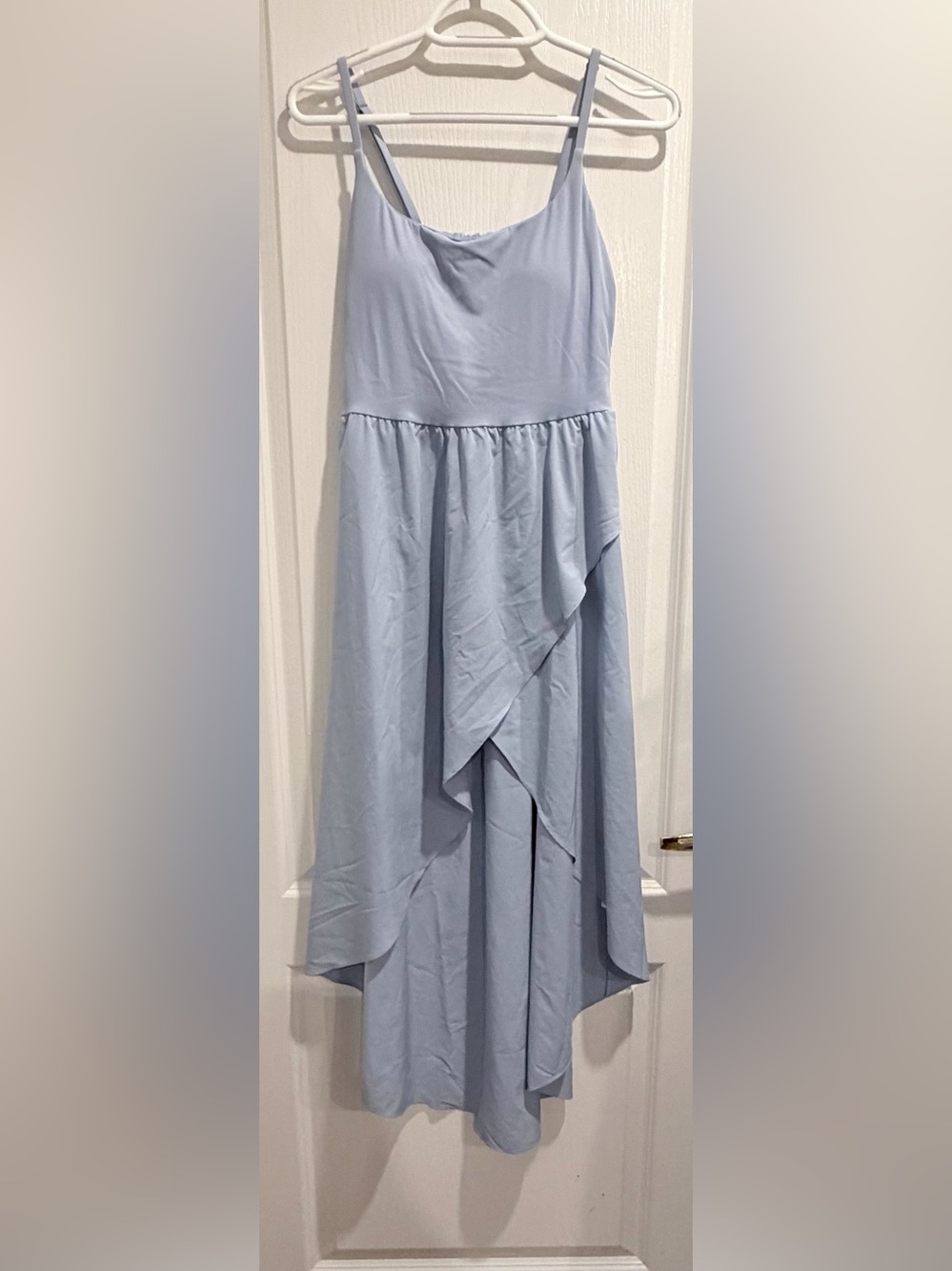 HALARA Light Blue High-Low Ruffled Maxi Skirt